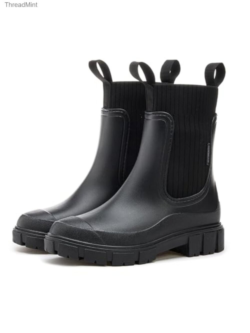 Waterproof Chelsea Rain Boots Chunky Heel Platform Non-Slip